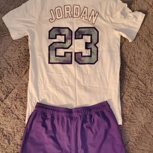 Michael Jordan 23 shirt with matching shorts and Nike Sweatpants